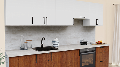 Кухня на заказ Белый софт - Орех классический